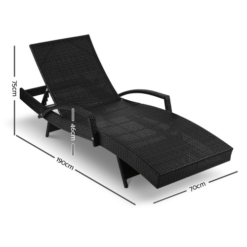 Gardeon Bedarra Sun Lounge Chair with Cushion - Black